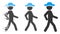 Fragmented Dotted Halftone Walking Gentleman Icon