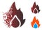 Fragmented Pixel Halftone Fire And Water Drop Icon