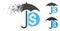 Fragmented Pixelated Halftone Money Umbrella Protection Icon