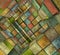 Fragmented tiled mosaic labyrinth in multiple color