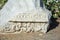 Fragments of the agora. Agora in the antique Side. Wall with a colonnade. Ruin. Manavgat. Turkey