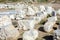 Fragments of the agora. Agora in the antique Side. Wall with a colonnade. Ruin. Manavgat. Turkey