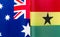 Fragments of the national flags of Australia and the Republic of Ghana