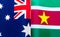 Fragments of the national flags of Australia and the Republic of Suriname