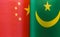 Fragments of the national flags of China and Mauritania