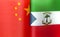 Fragments of the national flags of China and the Republic of Equatorial Guinea