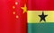 Fragments of the national flags of China and the Republic of Ghana