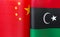 Fragments of national flags of China and the state of Libya