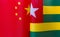 Fragments of the national flags of China and the Togolese Republic