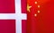 Fragments of national flags of Denmark and China