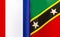 fragments of the national flags of France and the Federation of Saint Kitts and Nevis