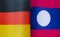 Fragments of the national flags of Germany and Laos