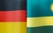 Fragments of the national flags of Germany and Rwanda