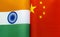 Fragments of national flags of India and China