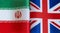 Fragments of national flags of Iran and great Britain in close-up