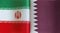 Fragments of the national flags of Iran and Qatar in close-up