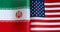 Fragments of national flags of Iran and the United States in close-up