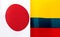 Fragments of the national flags of Japan and Colombia
