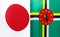 Fragments of the national flags of Japan and Dominica