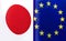 Fragments of national flags of Japan and the European Union