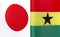 Fragments of the national flags of Japan and Ghana