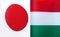 Fragments of the national flags of Japan and Hungary