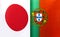 Fragments of national flags of Japan and Portugal