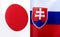 Fragments of the national flags of Japan and Slovakia