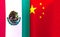 Fragments of national flags of Mexico and China