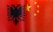Fragments of national flags of the Republic of Albania and China