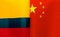 Fragments of the national flags of the Republic of Colombia and China