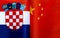 Fragments of national flags of the Republic of Croatia and China in close-up