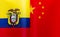 Fragments of the national flags of the Republic of Ecuador and China