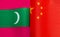 Fragments of the national flags of the Republic of Maldives and China
