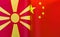 Fragments of the national flags of the Republic of North Macedonia and China