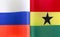 fragments of the national flags of Russia and the Republic of Ghana