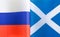 Fragments of the national flags of Russia and Scotland