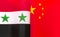 Fragments of the national flags of Syria and China