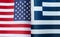 Fragments of the national flags of the United States and Greece