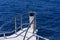 Fragments of a white yacht in the bay of the Red Sea against the blue sky