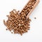 Fragrant coriander seeds on a white background