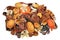 Fragrant dried tropica flowers l nuts and fruits heap isolated