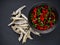 Fragrant fish sauce on a black stone background