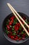 Fragrant fish sauce on a black stone background