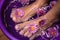 Fragrant flower foot bath at night Asian spa salon