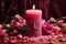 Fragrant Pink burning candle. Generate Ai