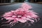 Fragrant Pink flower asphalt. Generate Ai