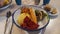 Fragrant vegetable curry plate served in a lovely Vegan restaurant in Newtown, NSW, Australia