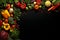 Frame of Assorted Fresh Vegetables with Blank Space on Dark Background AI Generative