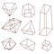 Frame geometric shapes. set of pyramids, cubes minerals